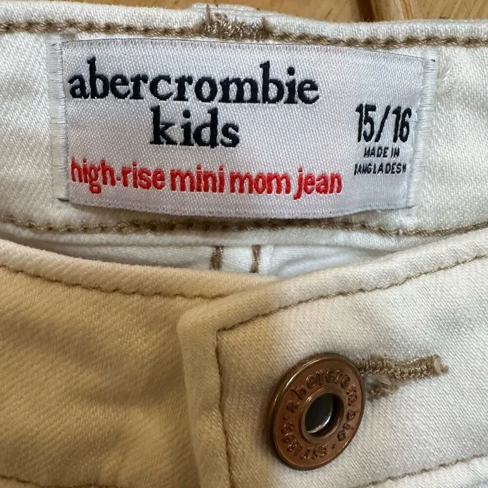 Abercrombie Kids High-Rise Mom Jean sz 15/16 Cream White Jeans